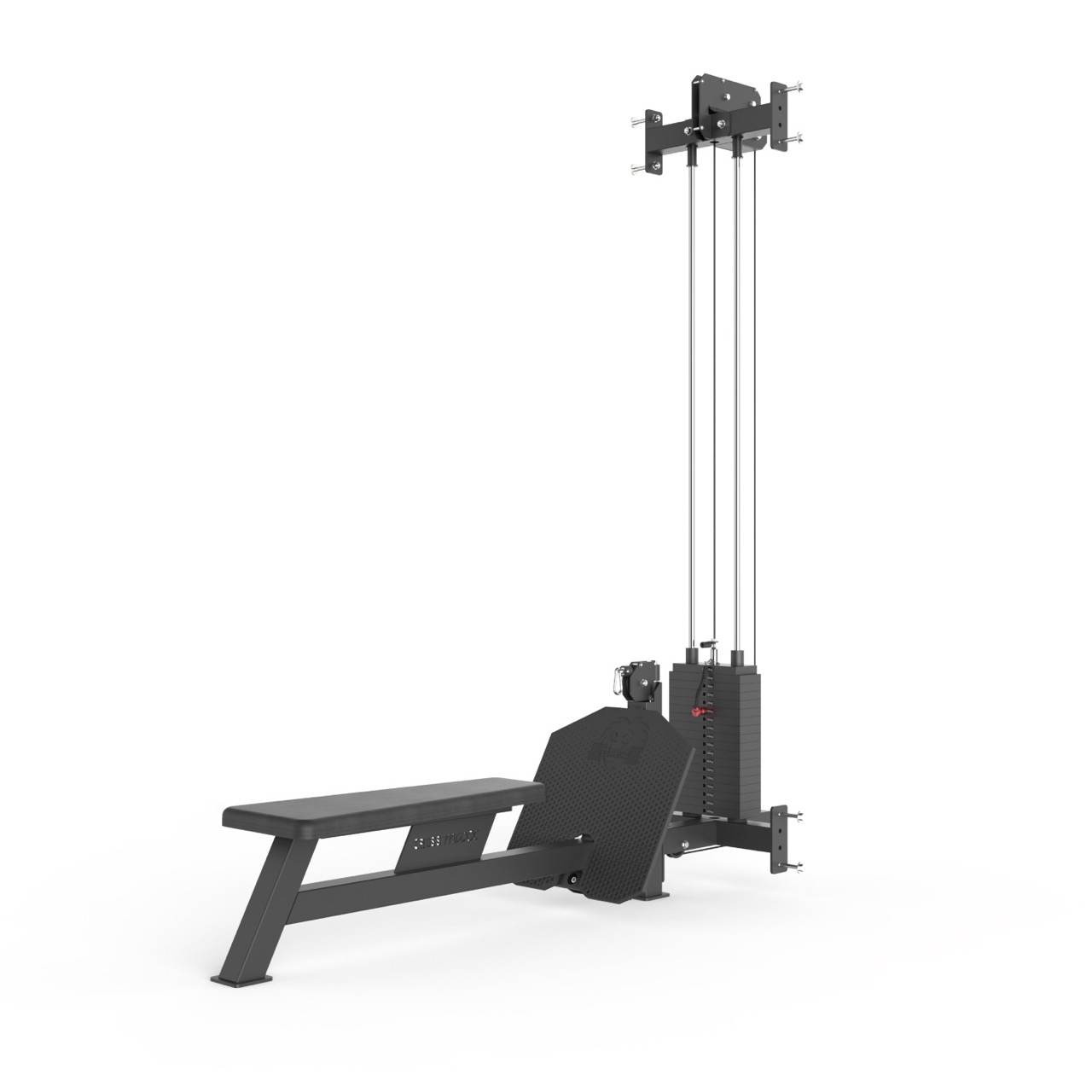 Brug Crossmaxx Cable Low Row kabelstation med 1:1 modstand og 90 kg vægtmagasin til professionel rygtræning til en forbedret oplevelse